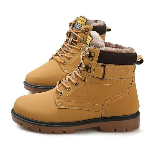 White Sole Work Boots ankle boots men fashion pu leather men shoes basic black boots buckle