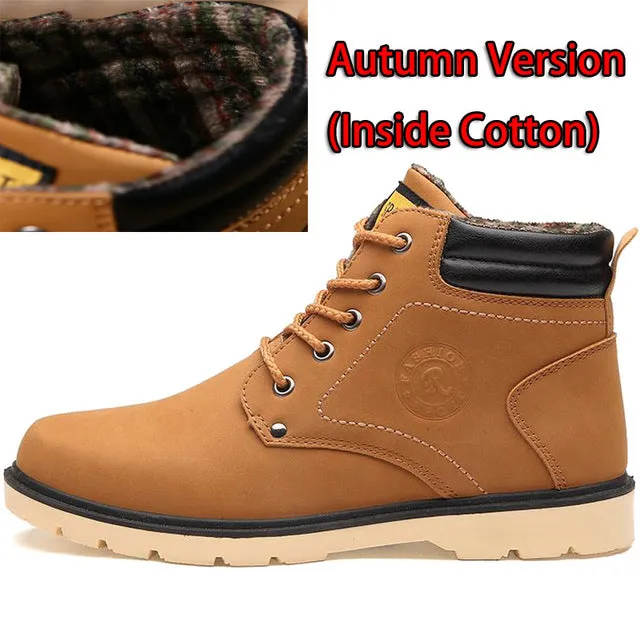 Hot Newest Keep Warm Men Winter Boots High Quality pu Leather Casual Boots Working Fahsion Boots Essential Shoes Cooling Insoles For Work Boots