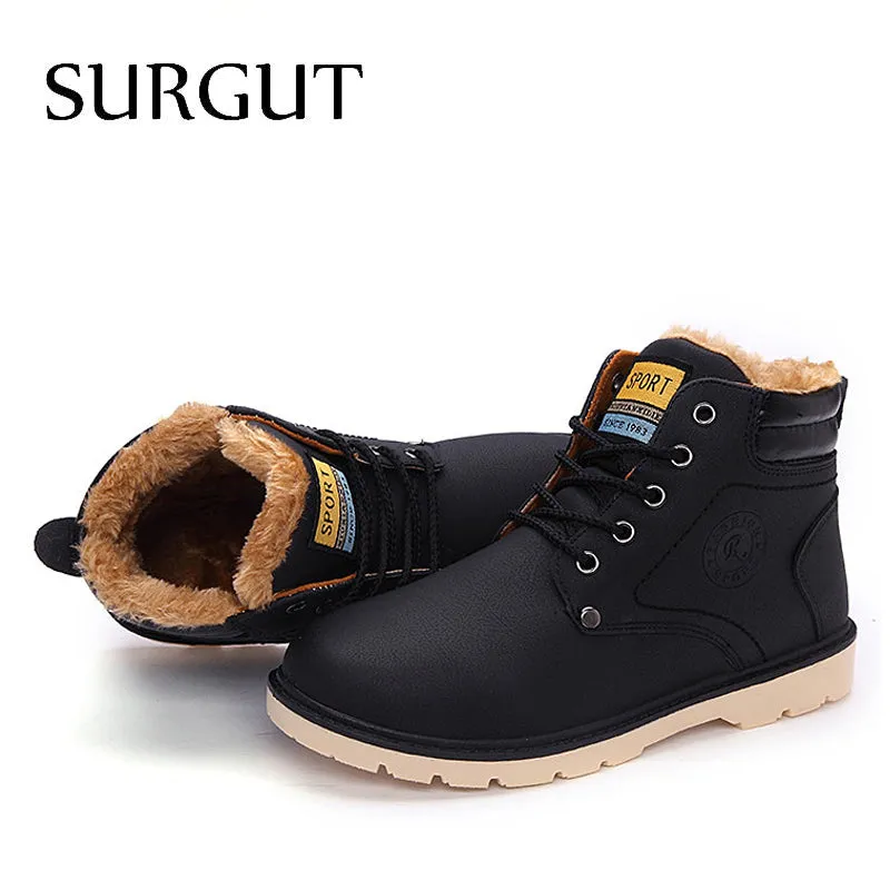 Hot Newest Keep Warm Men Winter Boots High Quality pu Leather Casual Boots Working Fahsion Boots Essential Shoes Wedge Steel Toe Work Boots