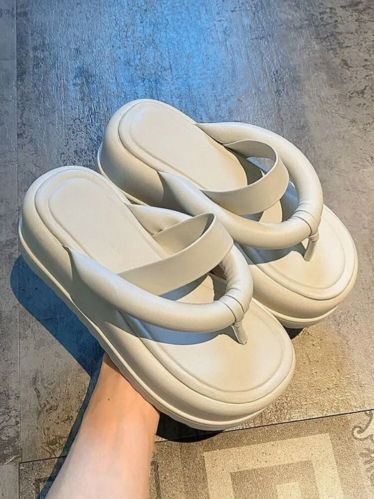 Flip Flops With Jibbitz Shoes Female 2023 High Quality Basic New  Women's Slippers Summer Beach Slippers Women Solid Flip Flops Shoes Ladies Platform