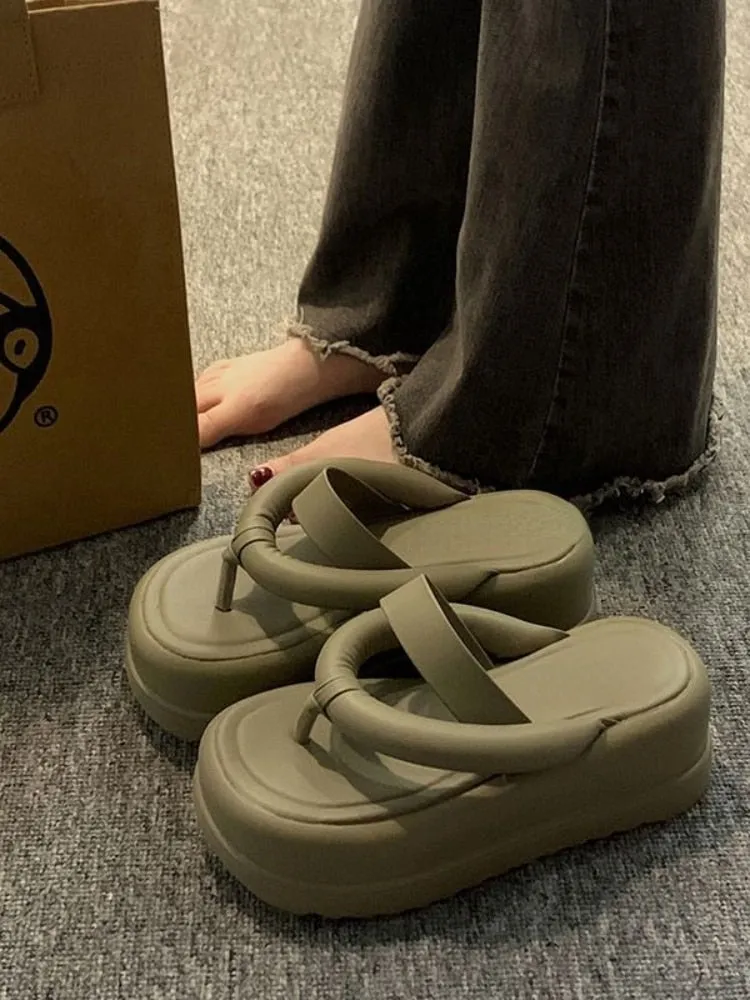 Terry Flip Flops Shoes Female 2023 High Quality Basic New  Women's Slippers Summer Beach Slippers Women Solid Flip Flops Shoes Ladies Platform