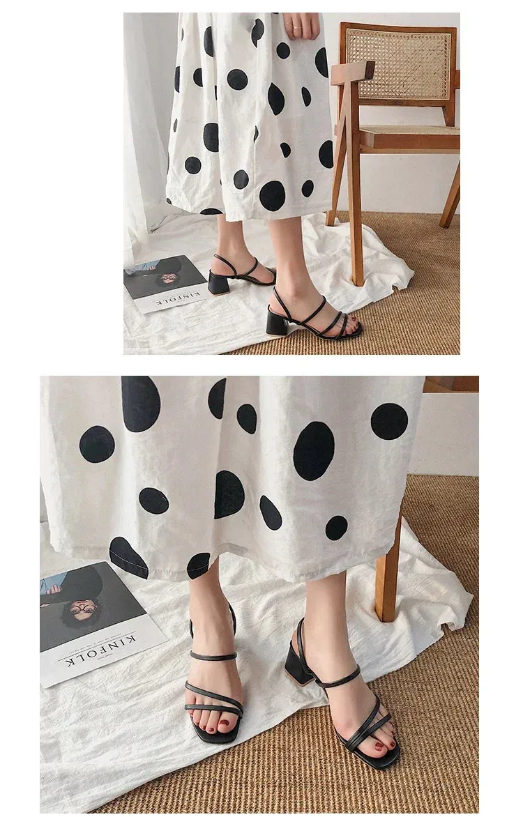 Shoes Square Heel Open Toe Ankle Strap Ladies Sandals Sandals All Inclusive Jamaica