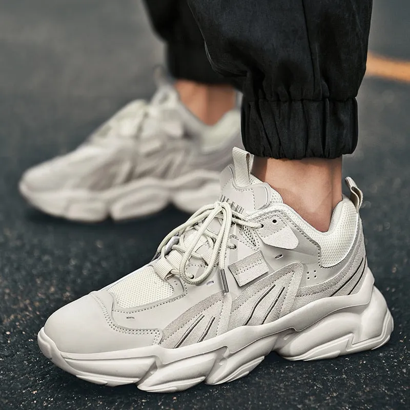 SOLIBEN Men Casual Shoes Fashion Men's Chunky Sneakers Height Increasing Dad Shoes Thick Sole Hard-Wearing Male Footwear Holographic Sneakers