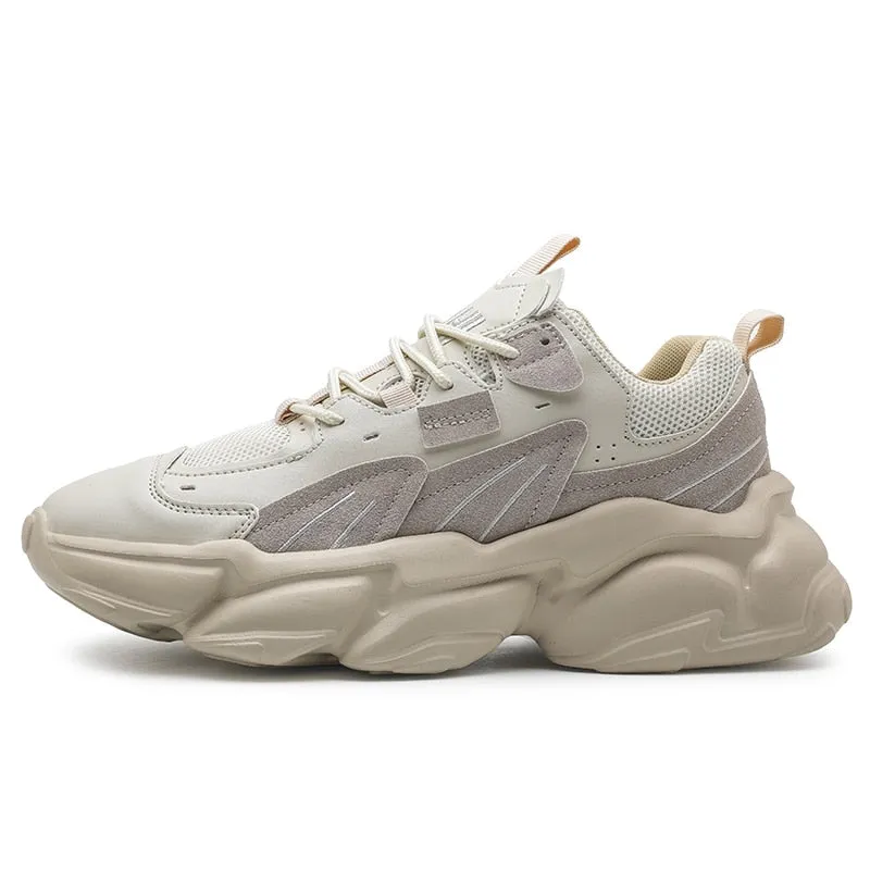 SOLIBEN Men Casual Shoes Fashion Men's Chunky Sneakers Height Increasing Dad Shoes Thick Sole Hard-Wearing Male Footwear Trumps Sneakers