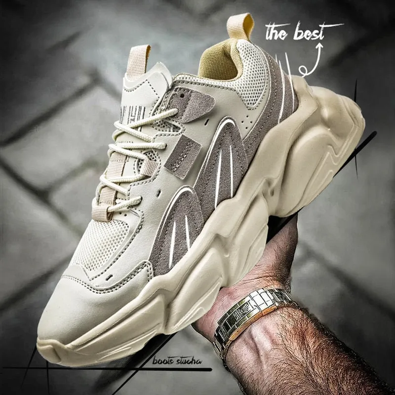 Best Walking Sneakers For High Arches SOLIBEN Men Casual Shoes Fashion Men's Chunky Sneakers Height Increasing Dad Shoes Thick Sole Hard-Wearing Male Footwear