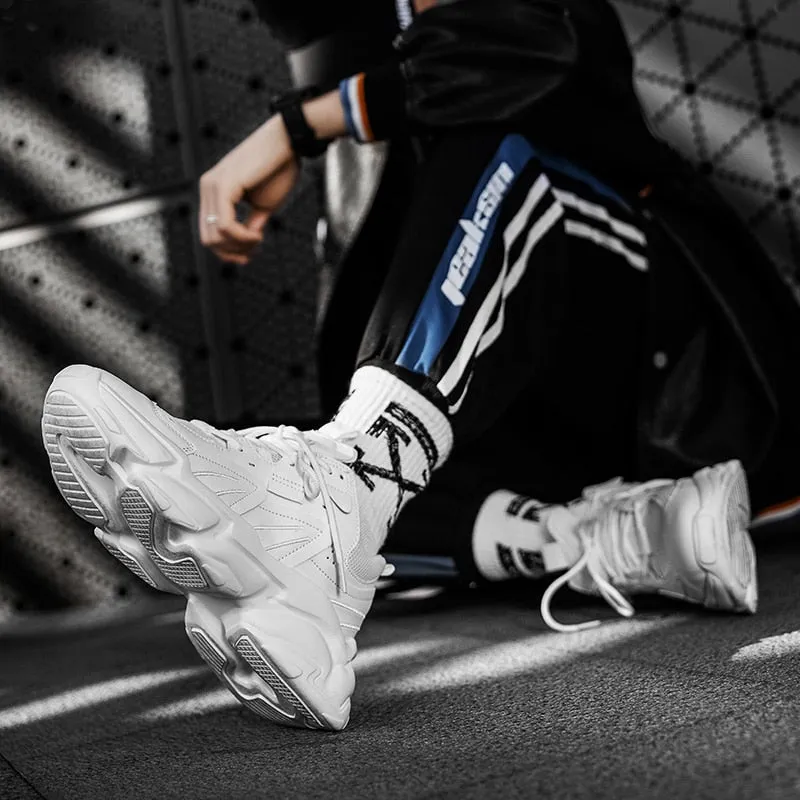 SOLIBEN Men Casual Shoes Fashion Men's Chunky Sneakers Height Increasing Dad Shoes Thick Sole Hard-Wearing Male Footwear Sneakers Ugg