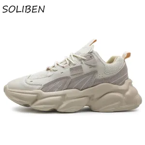 SOLIBEN Men Casual Shoes Fashion Men's Chunky Sneakers Height Increasing Dad Shoes Thick Sole Hard-Wearing Male Footwear Best Basketball Sneakers