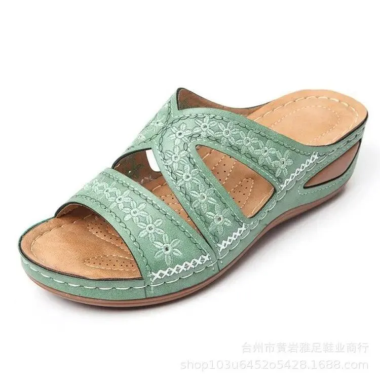 Flip Flops With Heel Stylish and Comfortable Plus Size Women's Gladiator Slip-On Platform  Wedge Sandals