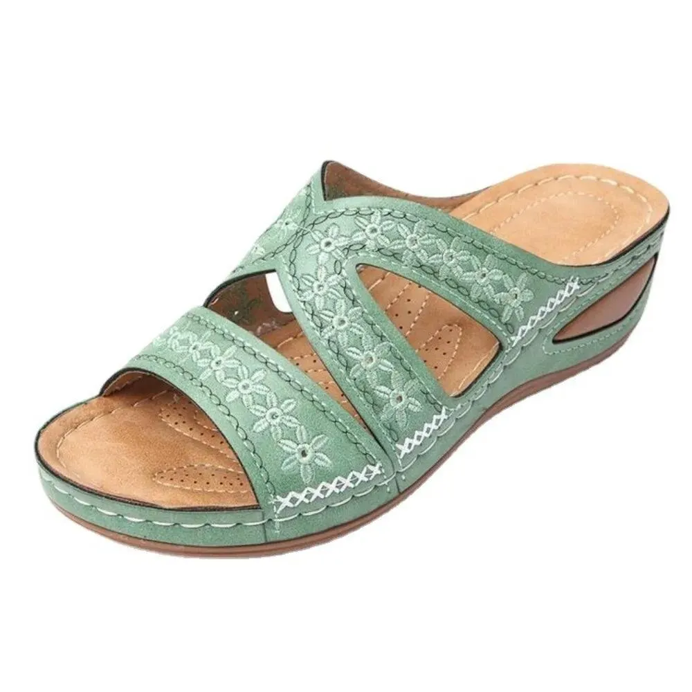 Stylish and Comfortable Plus Size Women's Gladiator Slip-On Platform  Wedge Sandals Flip Flops Size 2
