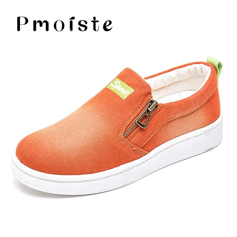 Flat shoes women Canvas shoes Plus size 35-44 Denim shoes women Platform Fashion Zipper Sneakers women Loafers women 2020 New Dr Loafers