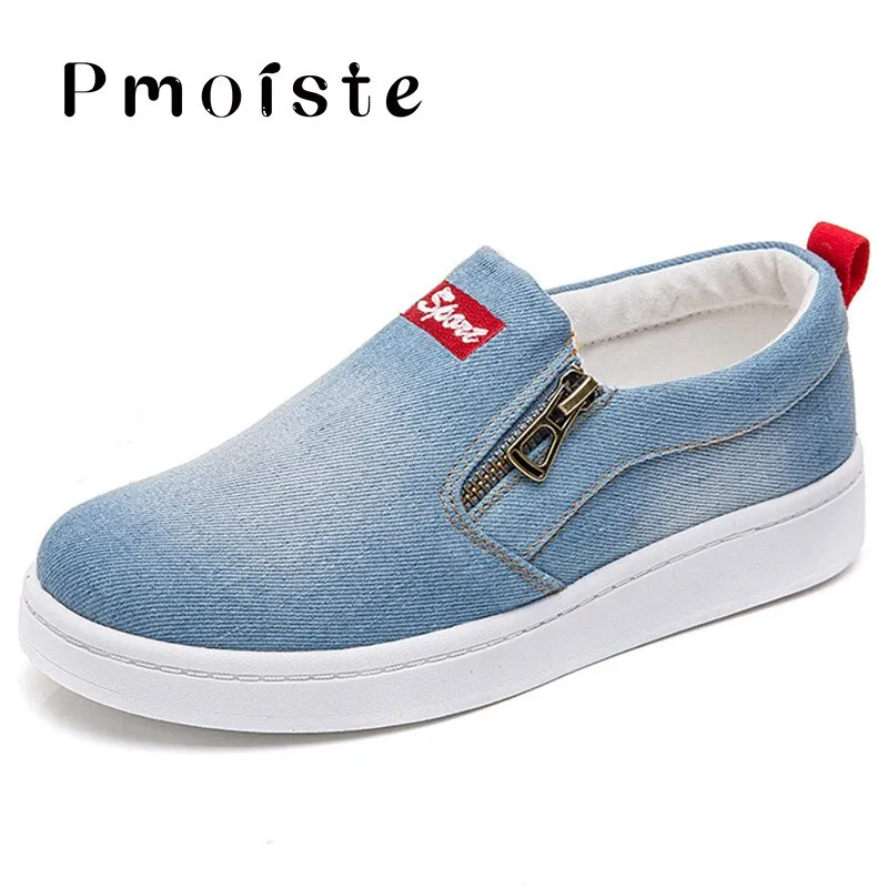 Loafers Bread Twp Pa Flat shoes women Canvas shoes Plus size 35-44 Denim shoes women Platform Fashion Zipper Sneakers women Loafers women 2020 New