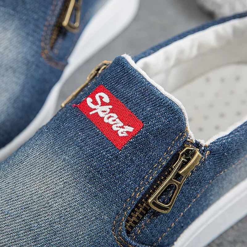 Flat shoes women Canvas shoes Plus size 35-44 Denim shoes women Platform Fashion Zipper Sneakers women Loafers women 2020 New No Show Socks For Loafers