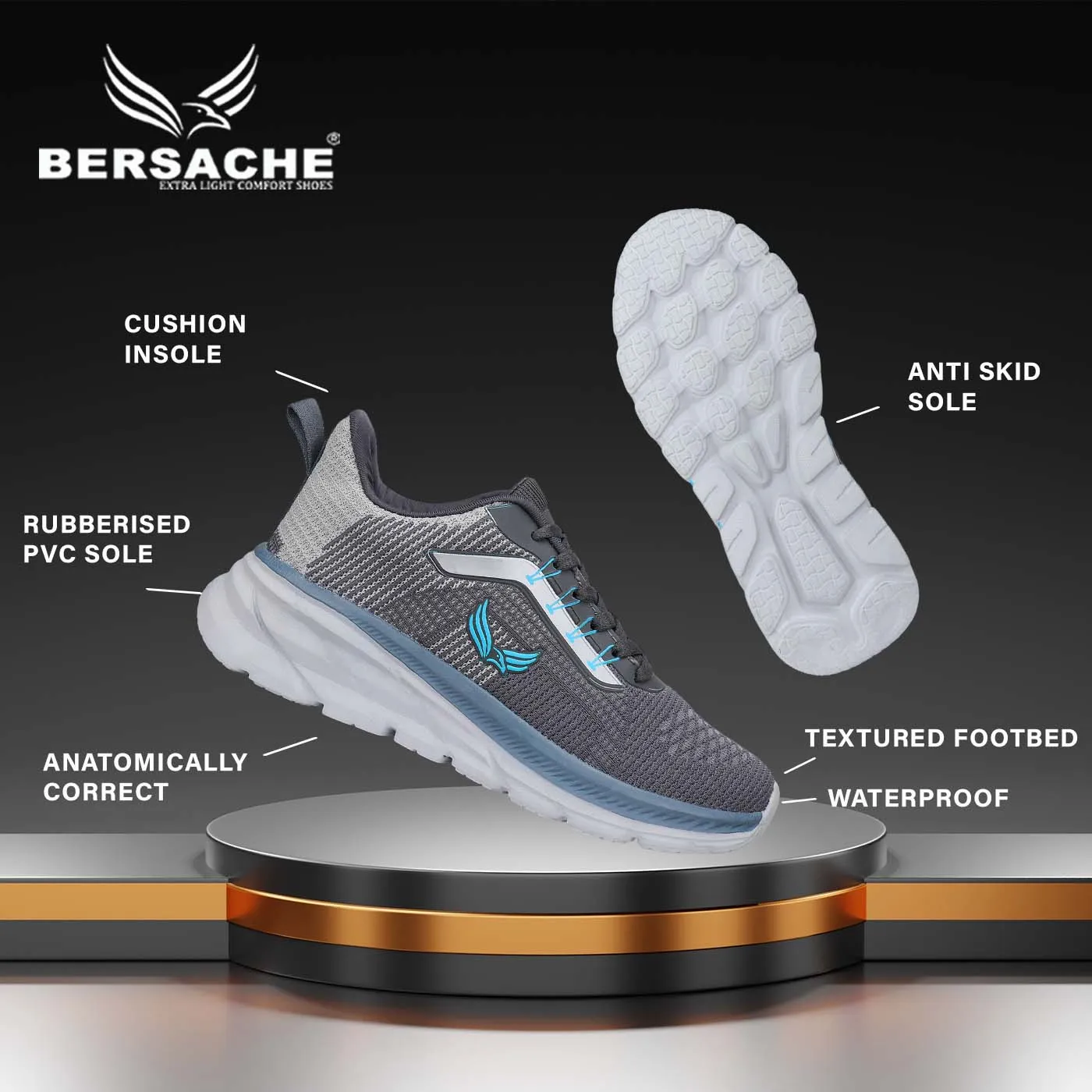 Slippers In Korean Bersache Sneaker, Loafers ,Casual with extra comfort snearkers for men -8012 (Grey)