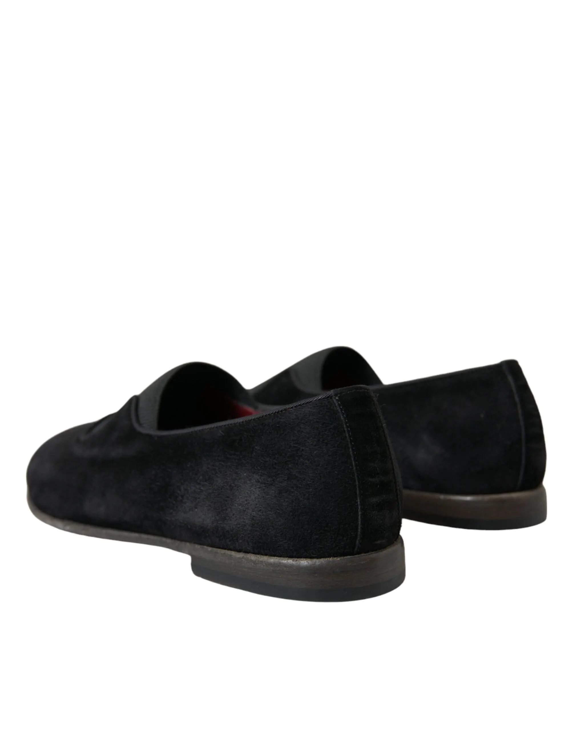 Loafers Slipping Off Heel Dolce & Gabbana Elegant Black Velor Loafers for the Discerning Gentleman