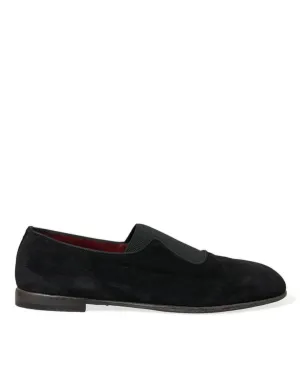 Dolce & Gabbana Elegant Black Velor Loafers for the Discerning Gentleman Sparkle Loafers