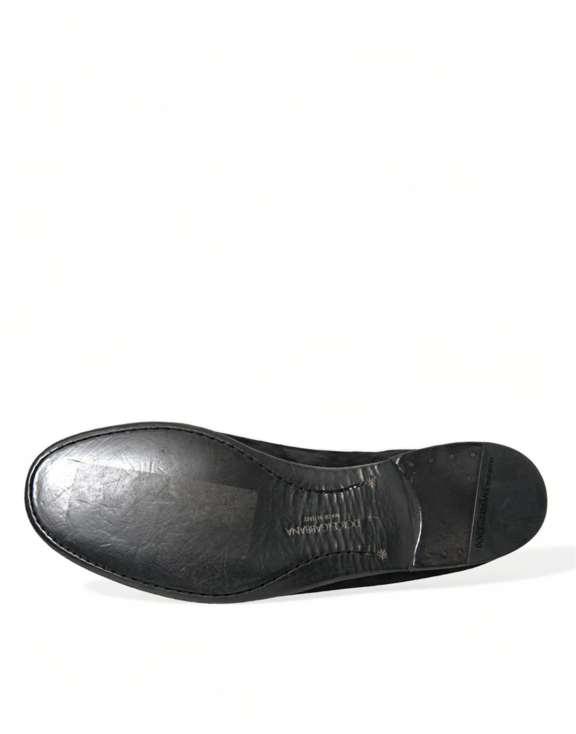 New Balance Sneakers Loafers Dolce & Gabbana Elegant Black Velor Loafers for the Discerning Gentleman