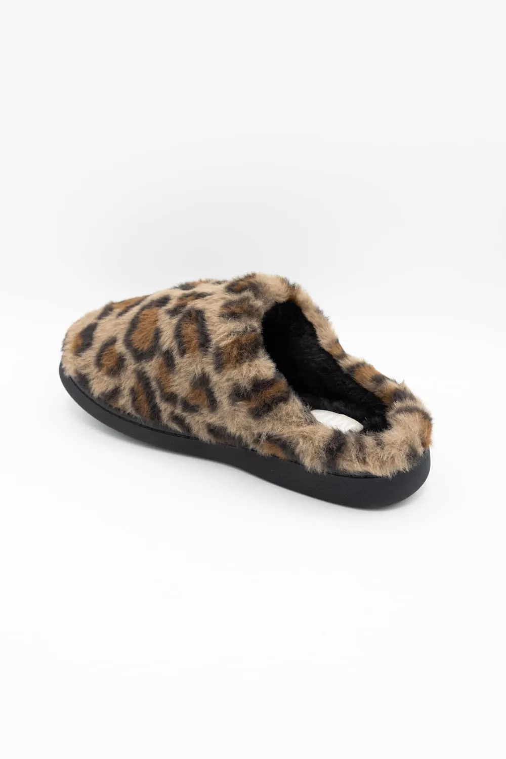 Dangling Slippers MIA Cozi Leopard Fur Slippers for Women in Black/Tan | GS1412401-LEOPARD