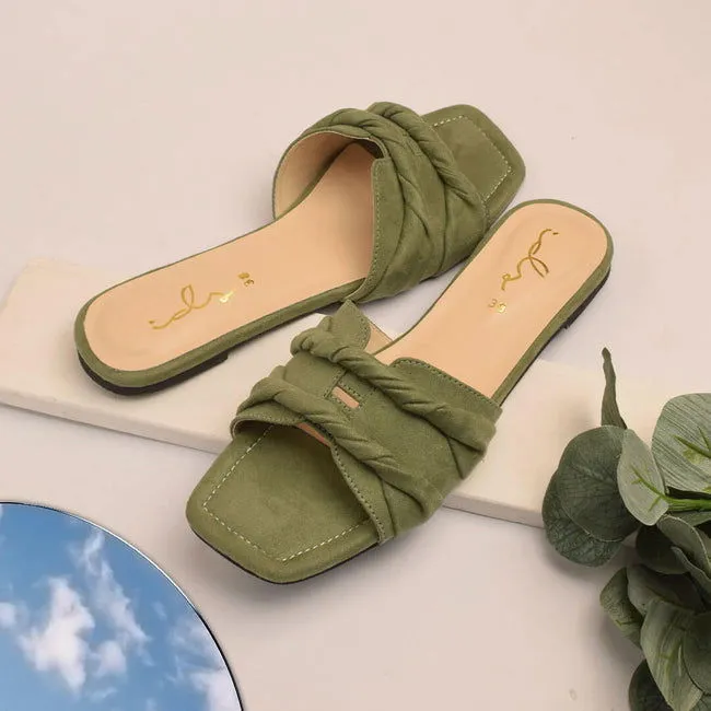 Felt Wool Slippers Ruksaar Twisted Detail Slides Style Flat Slippers 195