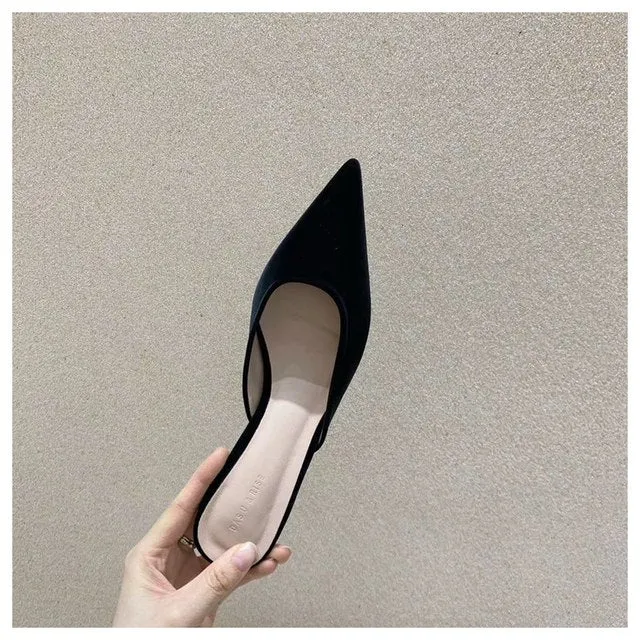 Elements Flip Flops Slippers Women Pointed Toe Slides Women Low Heel Mules Thin Heel Slippers Outdoor Flip Flops  Pleated Shoes Female Sandals