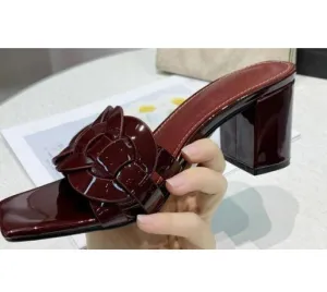 Flip Flop Socks Thick Heel slipper women shoes Genuine leather Flip Flops Cross Woven beautiful slides High heel Brand Ladies Mules Beach Shoes