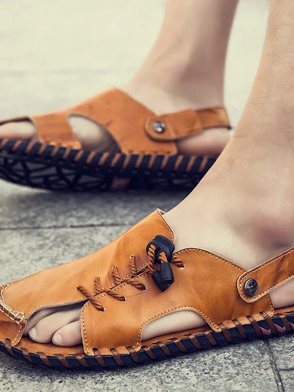 Genuine Leather Style Beach Shoes Men Summer Leisure Sandals Bunions Sandals