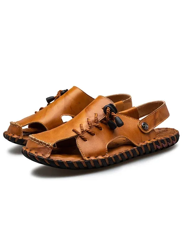 Genuine Leather Style Beach Shoes Men Summer Leisure Sandals Plantar Sandals