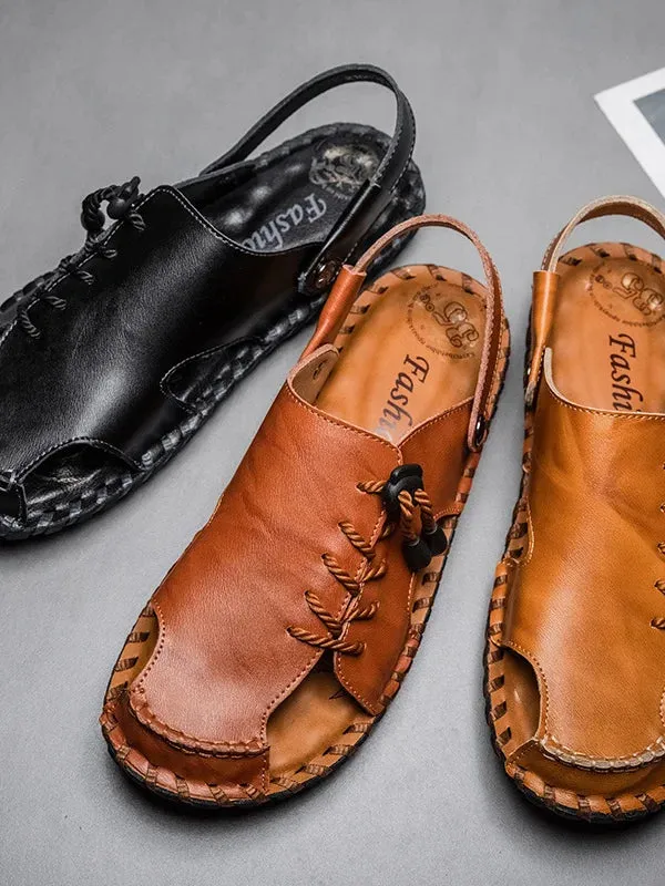 Alo Sandals Genuine Leather Style Beach Shoes Men Summer Leisure Sandals