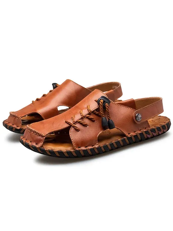 Wedding Flats And Sandals Genuine Leather Style Beach Shoes Men Summer Leisure Sandals