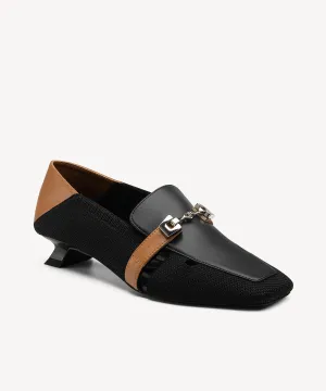 Loafers With The Socks Commuter Square Toe  High Heel Loafers