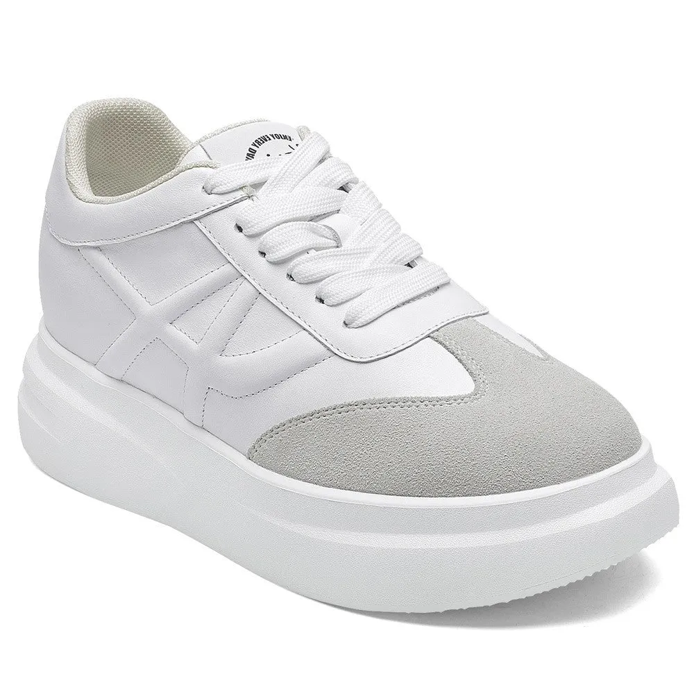 Luka Sneakers 7 CM / 2.76 Inches CMR CHAMARIPA Elevator Sneakers for Women - Casual White Wedge Sneakers