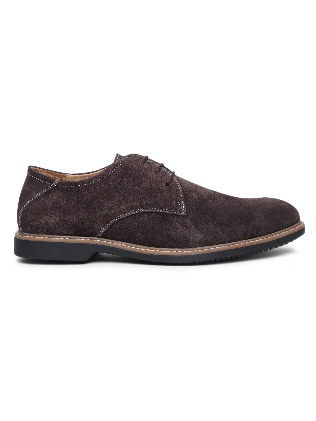 Teenage Sneakers Teakwood Men Brown Solid Round Toe Suede Derbys
