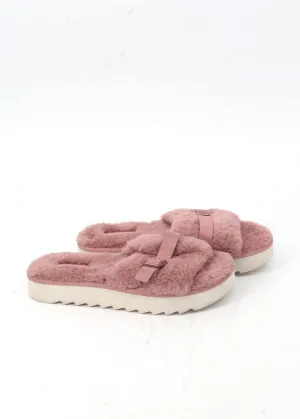 Women's Textured Fur Platform Slippers,Pink Summit Slippers
