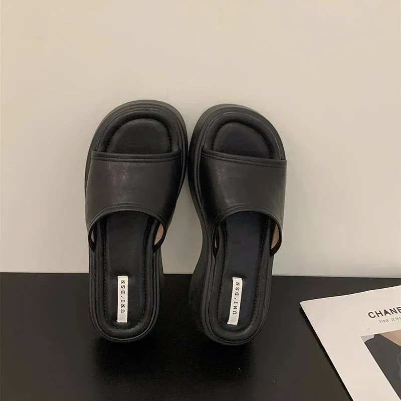 Fairy Slippers Horse binfenxie 2024 Summer Chunky Women Slippers Fashion Elegant Open Toe Slides Shoes Ladies Outdoor Beach Platform Flats Sandalias