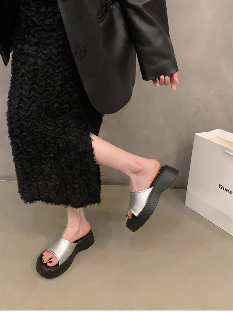 binfenxie 2024 Summer Chunky Women Slippers Fashion Elegant Open Toe Slides Shoes Ladies Outdoor Beach Platform Flats Sandalias Nightmare Before Christmas Slippers