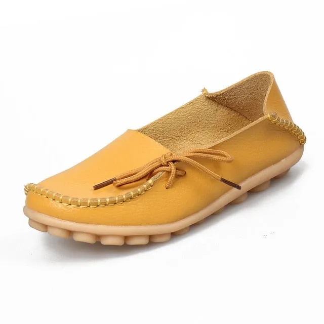 Horse Bit Loafers Soft Leisure Flats Women Leather Shoes Moccasins Mother Loafers