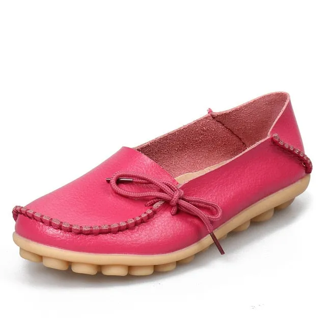 Loafers Street Soft Leisure Flats Women Leather Shoes Moccasins Mother Loafers