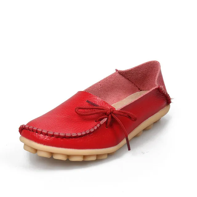 Soft Leisure Flats Women Leather Shoes Moccasins Mother Loafers Castellano Loafers