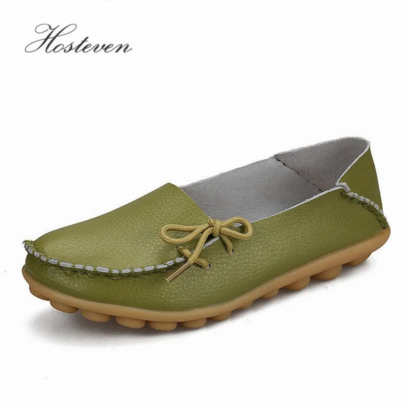 Soft Leisure Flats Women Leather Shoes Moccasins Mother Loafers Suit Brown Loafers