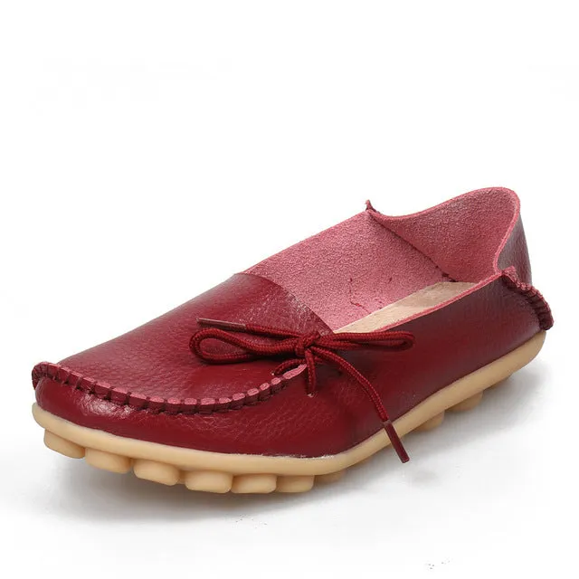 Soft Leisure Flats Women Leather Shoes Moccasins Mother Loafers Styling Loafers