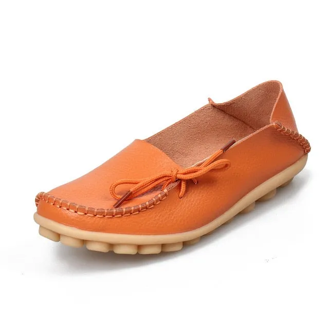 Soft Leisure Flats Women Leather Shoes Moccasins Mother Loafers Comfortable Lug Sole Loafers