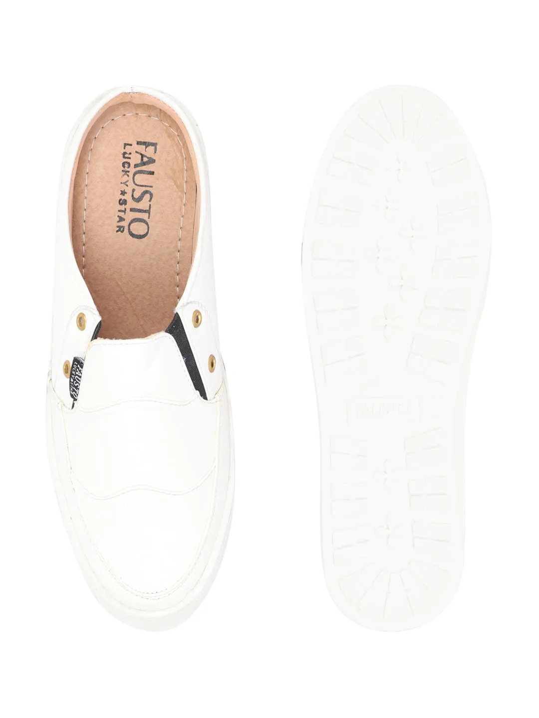 Men White Casual Slip-On Shoes Beige Slip On Sandals
