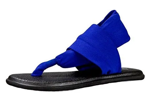 New Sanuk Yoga Sling 2 Deep Blue Jersey 9 Womens Sandals Shimmer Flip Flops