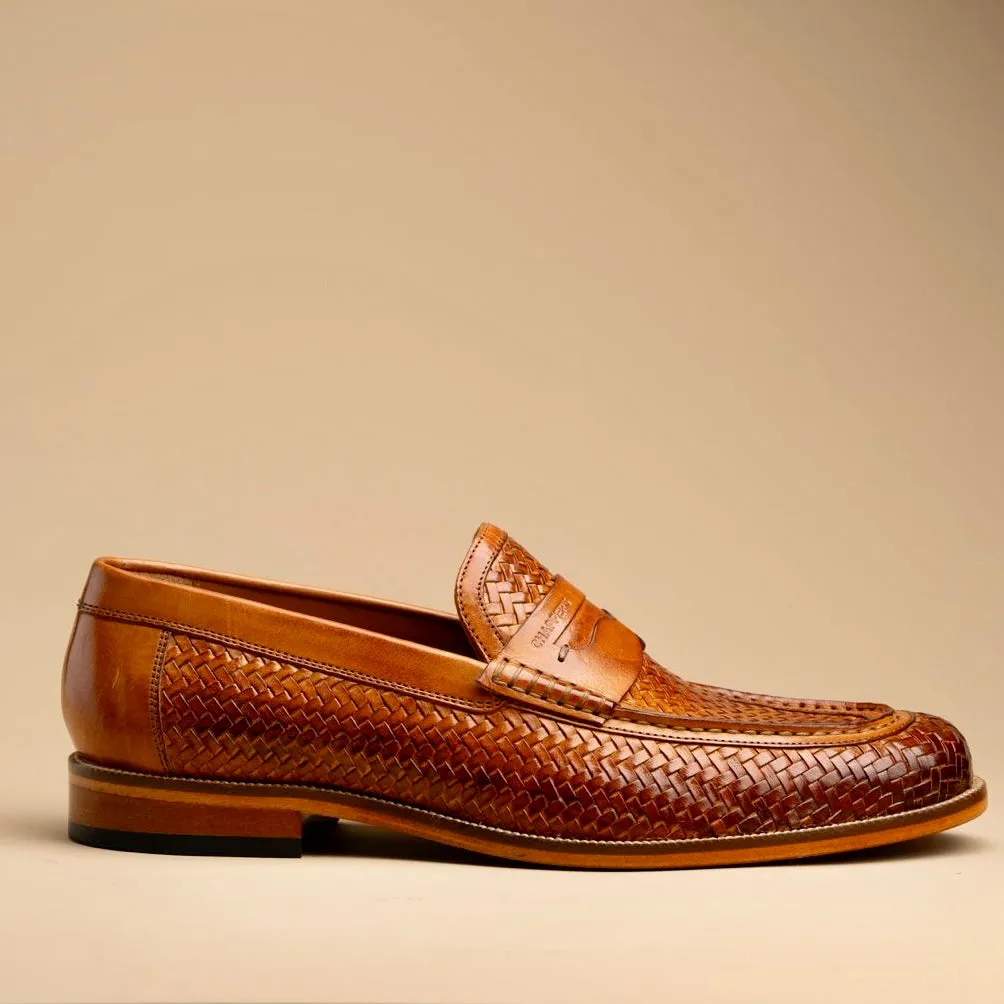 Slip On Tan Sandals Spector - Handwoven Leather Slip-ons