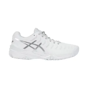 Asics Gel Resolution 7 White SIlver Womens Tennis Shoes Asics Running Shoes Wide Fit