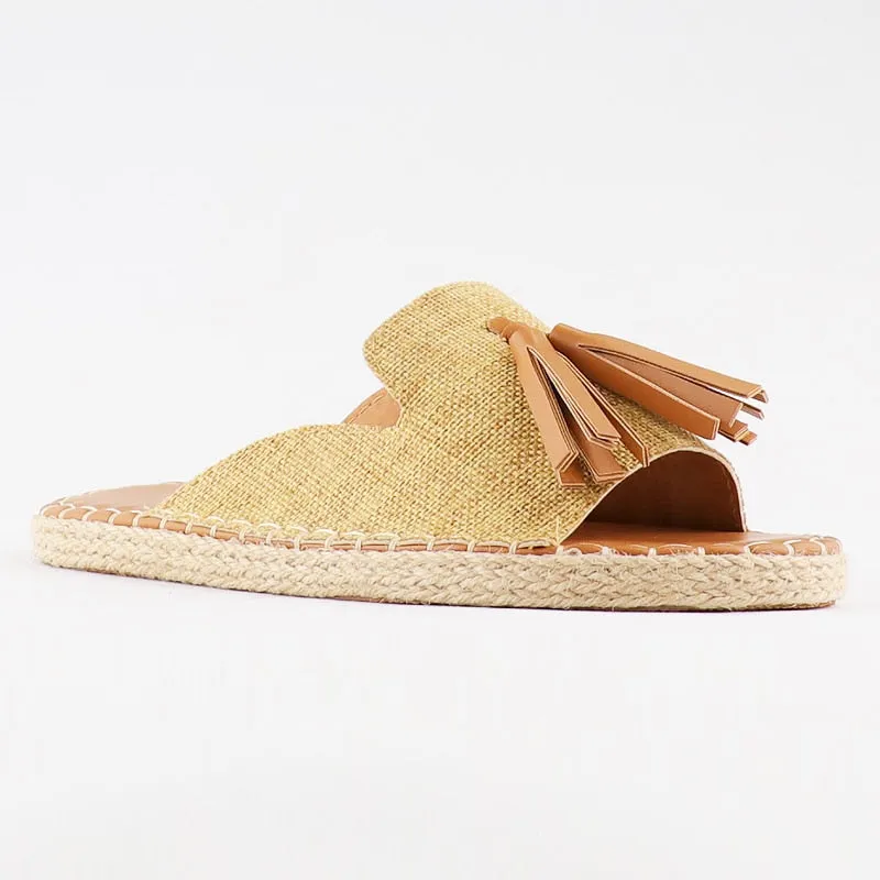 2022 Summer Women Flats Sandals Slides Tassel Casual Hemp Rope Slides Espadrille Flip Flops Resorts Beach Shoes Women Sandals Havasu Flip Flops