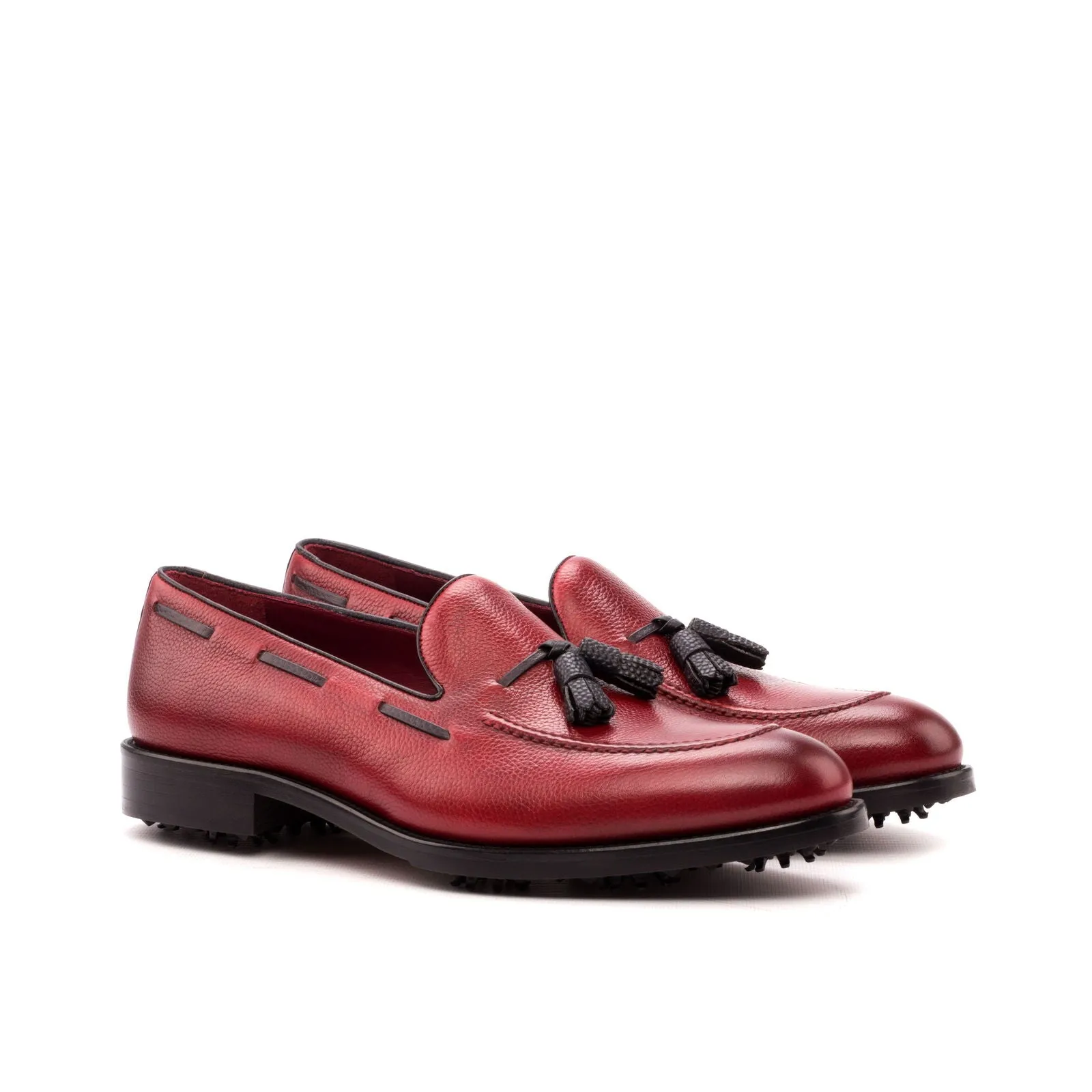 Gianvito Rossi Loafers Men's Loafer Golf Leather Shoes Wide Plus Size Black Red 3589