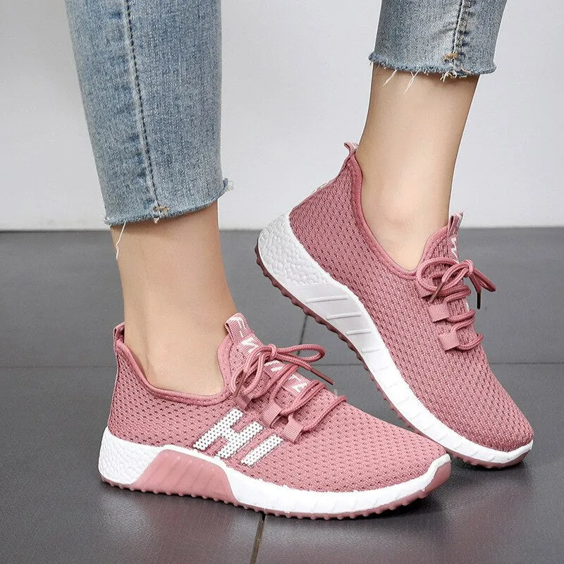 Breathable Mesh Female tennis Design Black shoes Boot Sneakers