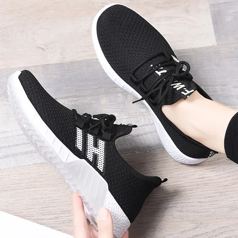 Smokers Hut And Sneakers Breathable Mesh Female tennis Design Black shoes
