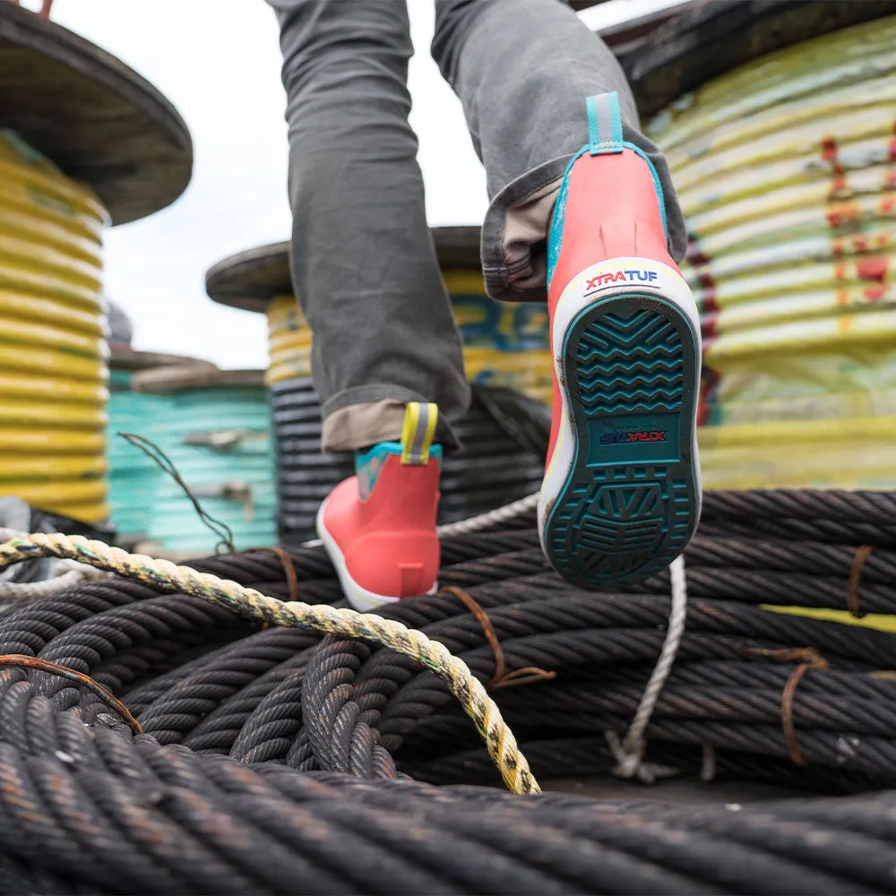Waterproof Slip On Deck Shoes XTRATUF Women's Ankle Deck Boots- Coral Coho