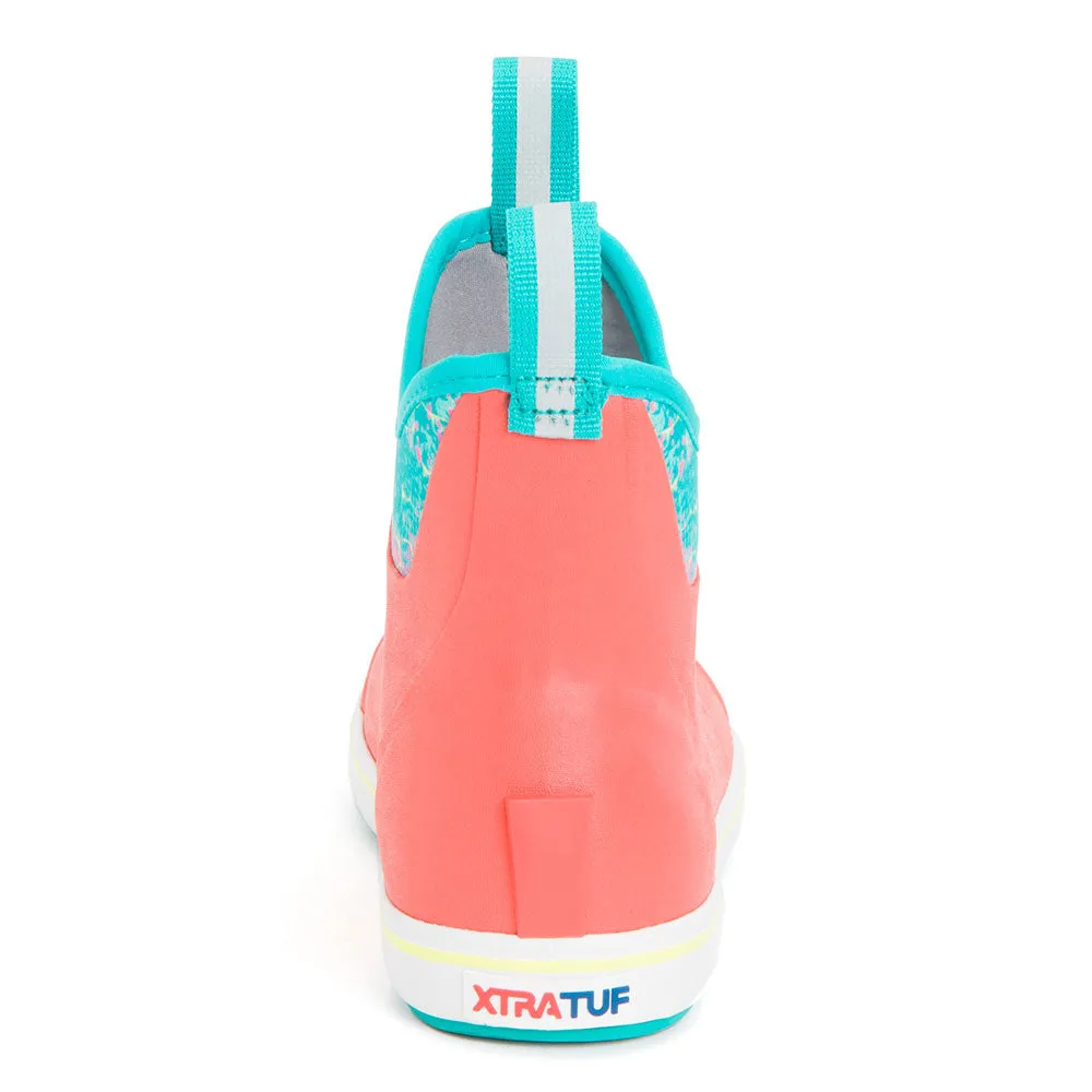 XTRATUF Women's Ankle Deck Boots- Coral Coho Canvas Slip Ons Canvas Slip Ons Slip On